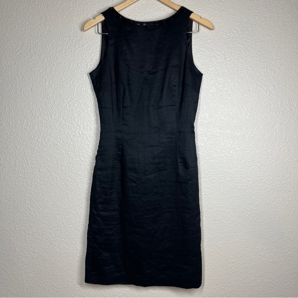 🔴 5 for $25! Zara Midi Dress Gemstone Neckline Black Knee-Length Ramie Sz Small - Picture 2 of 6